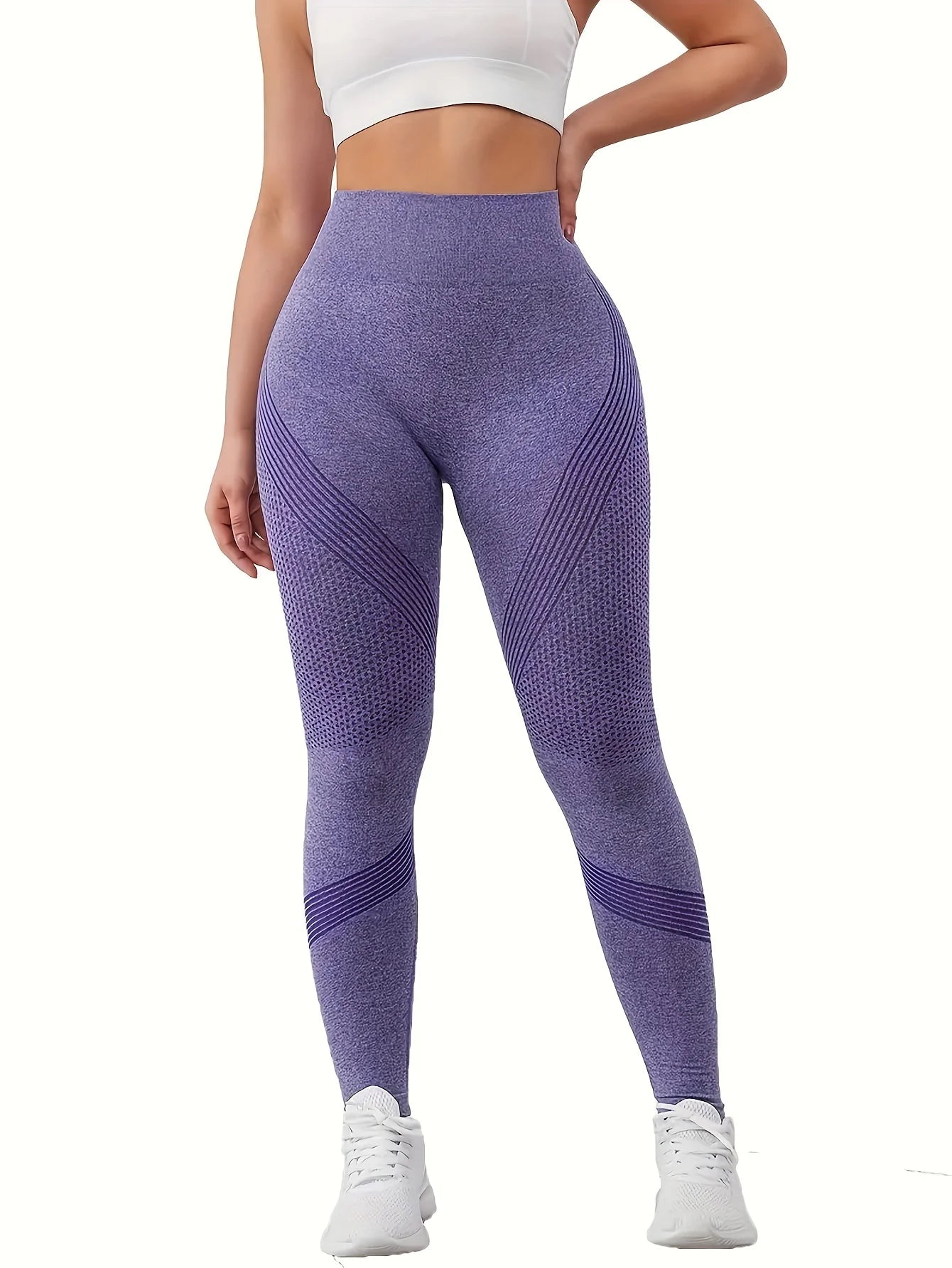 Solid high-waisted abdominal control fitness yoga pants, quick-dry running and yoga pants for hip lifting, women's sportswear
