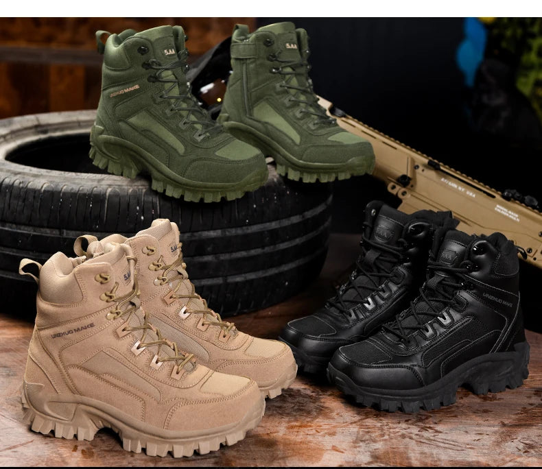 Men'sHiking Shoes Tactical Sport Shoes Male High Top Waterproof Outdoor Mountain Climbing Shoes Hunting Boots Men Outdoor Boots