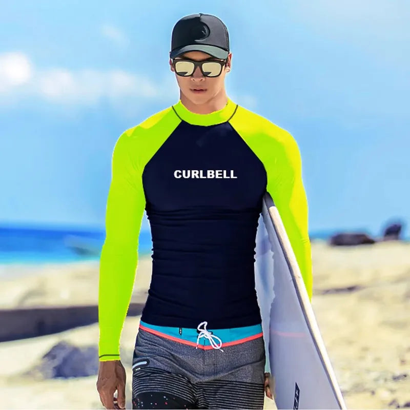 SAILBEE Men's UV Sun Protection Long Sleeve Rash Guard Wetsuit Swimsuit Top Diving Suit Men Split Long-Sleeved Trousers Sunscree