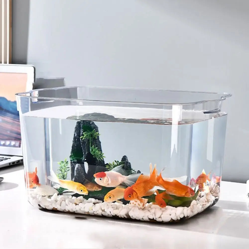 Transparent Explosion-proof Plastic Fish Tank Fall Prevention PET Desktop Goldfish Bowl Small Ecological Water Tank