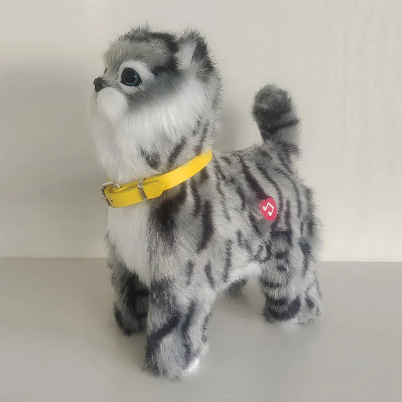 Robot Cat Toy Interactive Electronic Plush Animal Sound Control Sing Song Music Pet Touch Control Kitty For Kids Birthday Gift