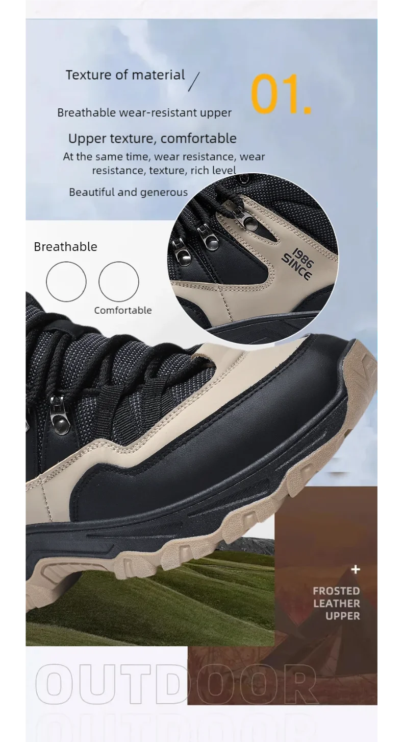Hiking boots spring autumn new mem's casual sprots boots fashion anti slip soft sole comfort workwear boots youth outdoor boots