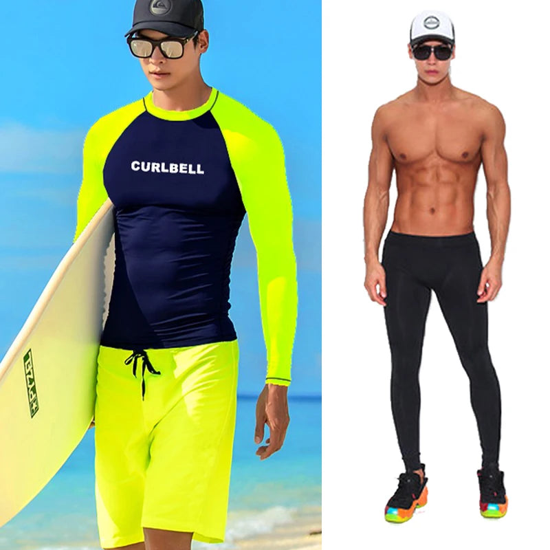 SAILBEE Men's UV Sun Protection Long Sleeve Rash Guard Wetsuit Swimsuit Top Diving Suit Men Split Long-Sleeved Trousers Sunscree