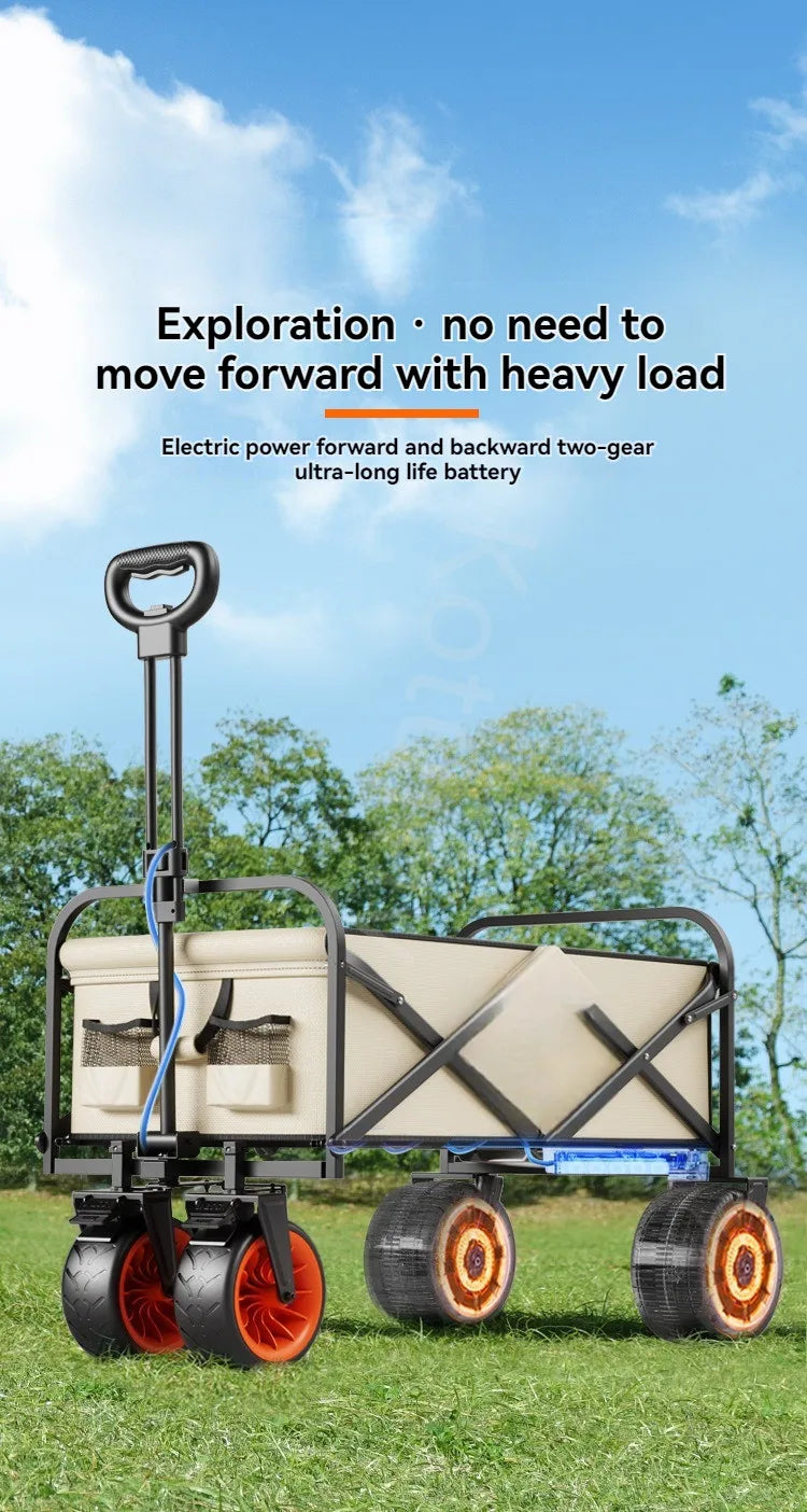 Electric Camp Car, Outdoor Camping Caring, Portable Campes Cares  Picnic Car Can Carry People, Foldable Handcart