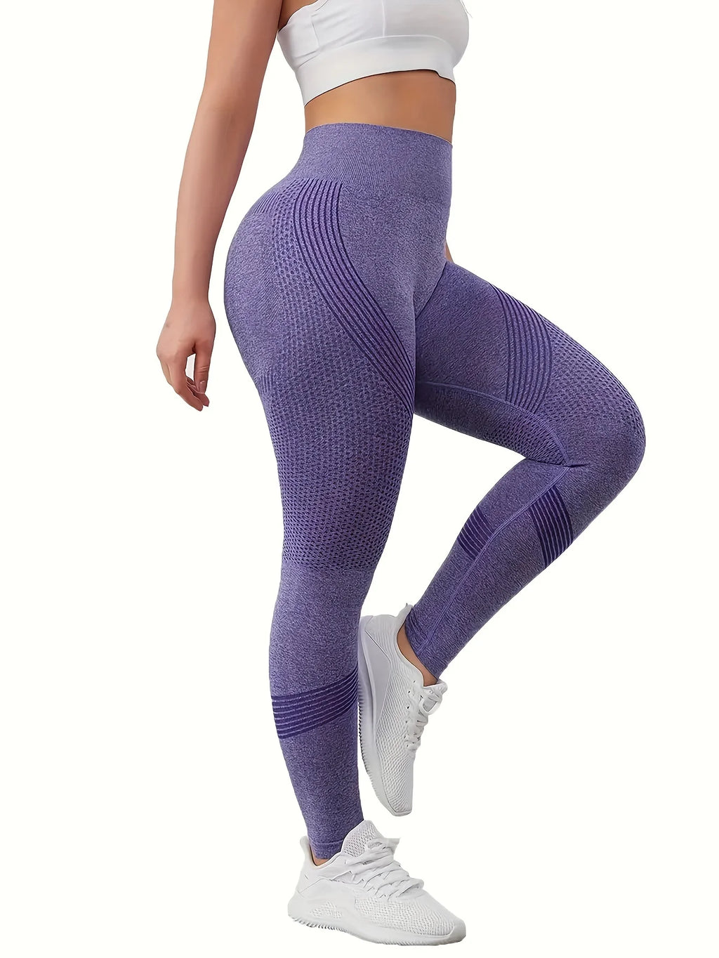 Solid high-waisted abdominal control fitness yoga pants, quick-dry running and yoga pants for hip lifting, women's sportswear