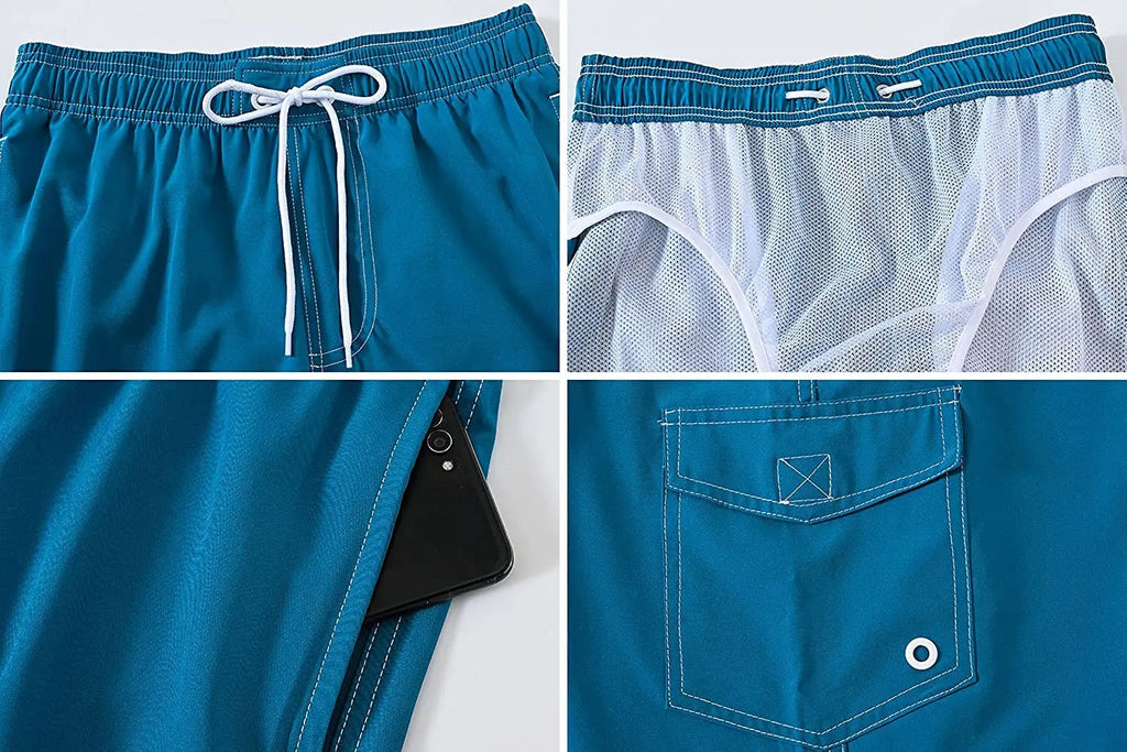 Men's Summer Beach Shorts Swimsuits Mesh Lined Swimwear Board Shorts Male Swimming Trunks Bathing Suit Sports Clothes
