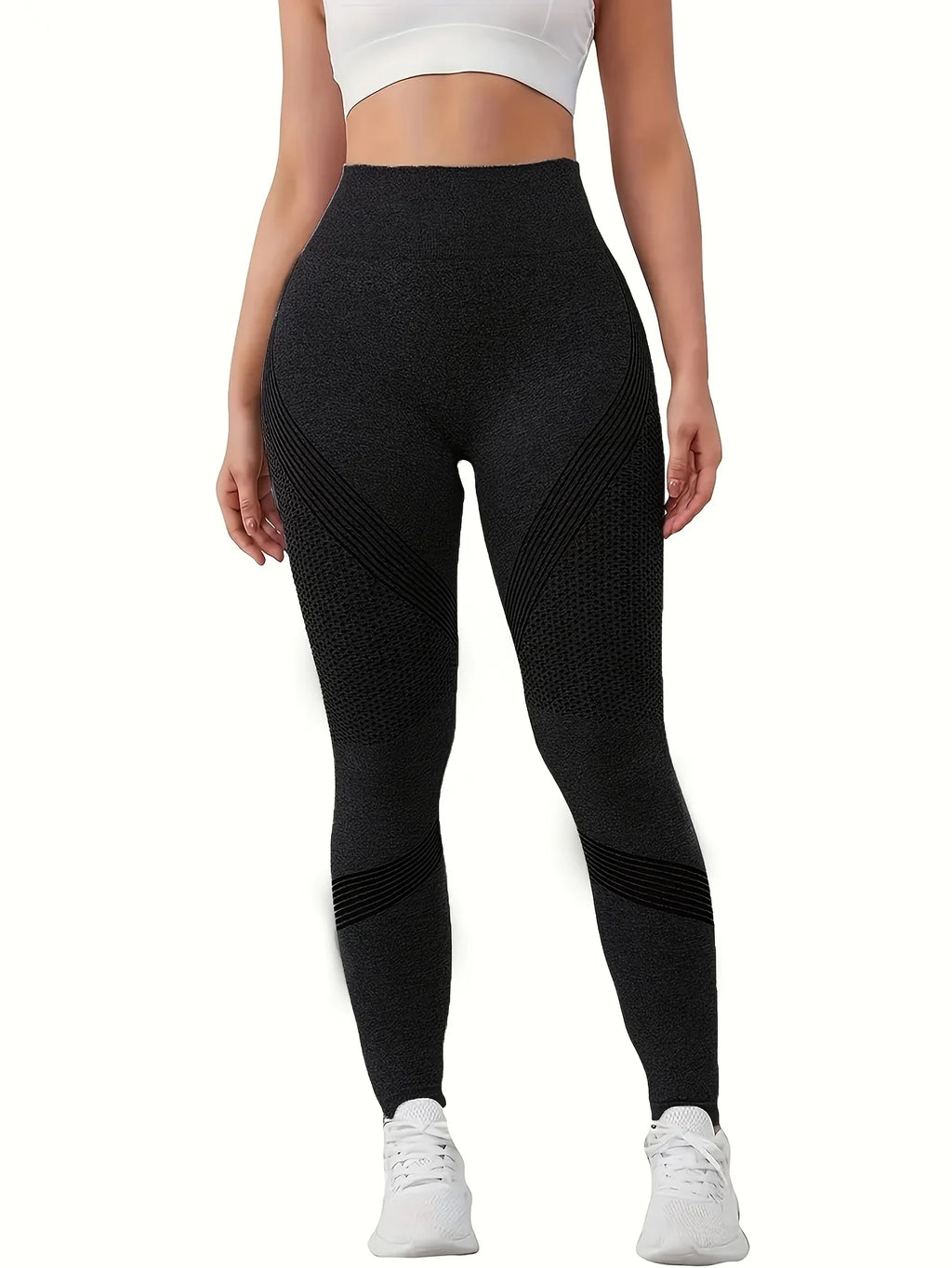 Solid high-waisted abdominal control fitness yoga pants, quick-dry running and yoga pants for hip lifting, women's sportswear