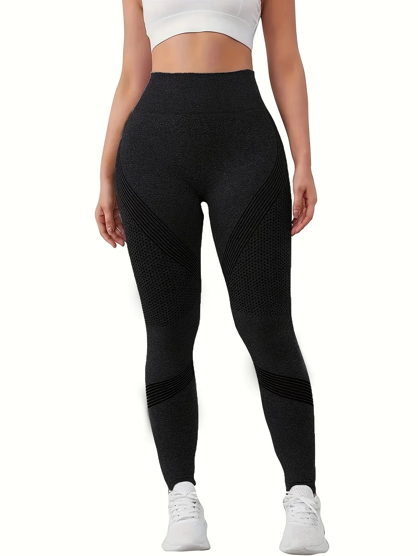 Solid high-waisted abdominal control fitness yoga pants, quick-dry running and yoga pants for hip lifting, women's sportswear