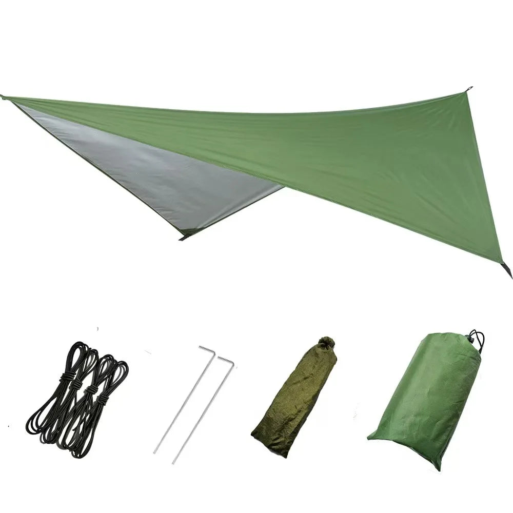 Camping Canopy: A Multifunctional Outdoor Shelter Featuring Four Elastic Guy Lines and Two Ground Anchors （Without support rods）