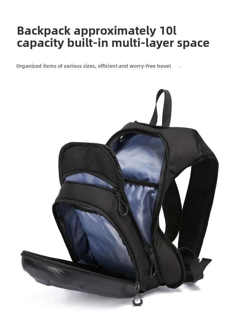 Motorcycle Backpack And Leg Bag Set for Men Hard Shell Multifunctional Riding Gear Outdoor Crossbody Chest Pack