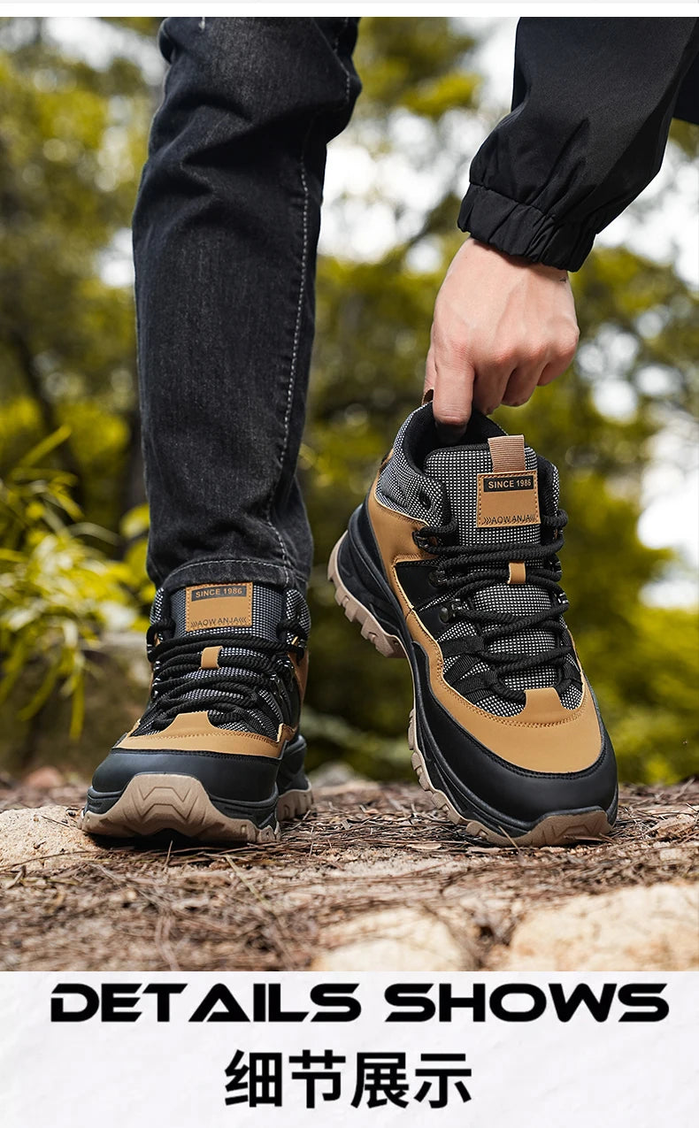 Hiking boots spring autumn new mem's casual sprots boots fashion anti slip soft sole comfort workwear boots youth outdoor boots