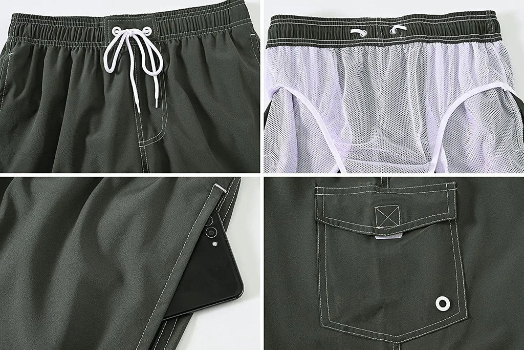 Men's Summer Beach Shorts Swimsuits Mesh Lined Swimwear Board Shorts Male Swimming Trunks Bathing Suit Sports Clothes