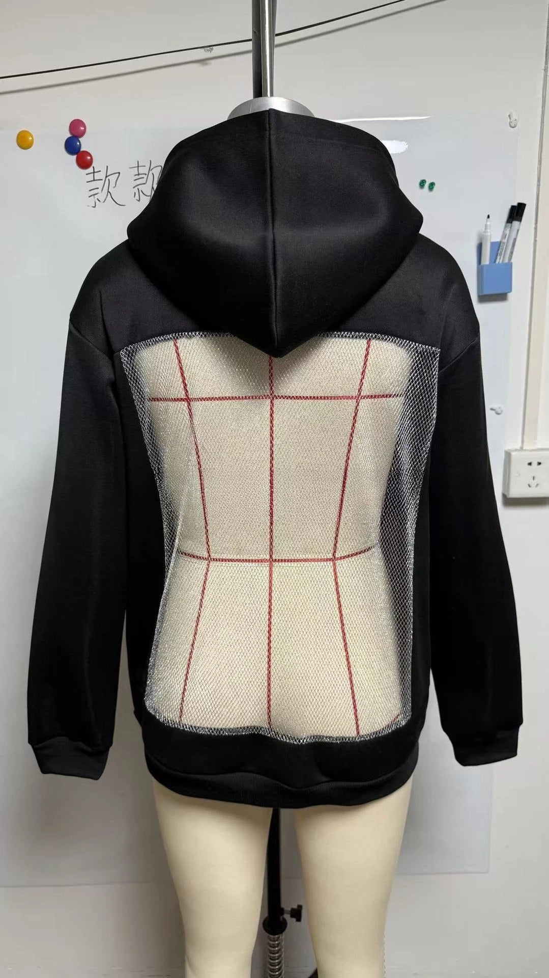 Hoodie Hollow Mesh Back Women'S Sweatshirt Casual Long Sleeve Headband Pocket Women's Open Back Hoodie with Sheer Mesh Cut-Out