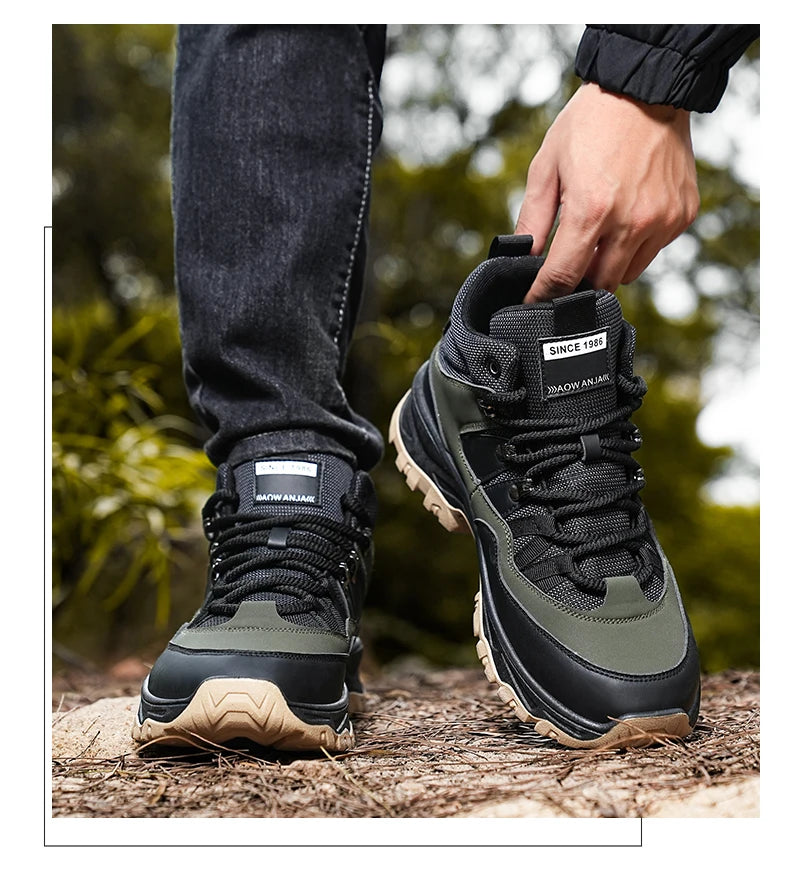 Hiking boots spring autumn new mem's casual sprots boots fashion anti slip soft sole comfort workwear boots youth outdoor boots