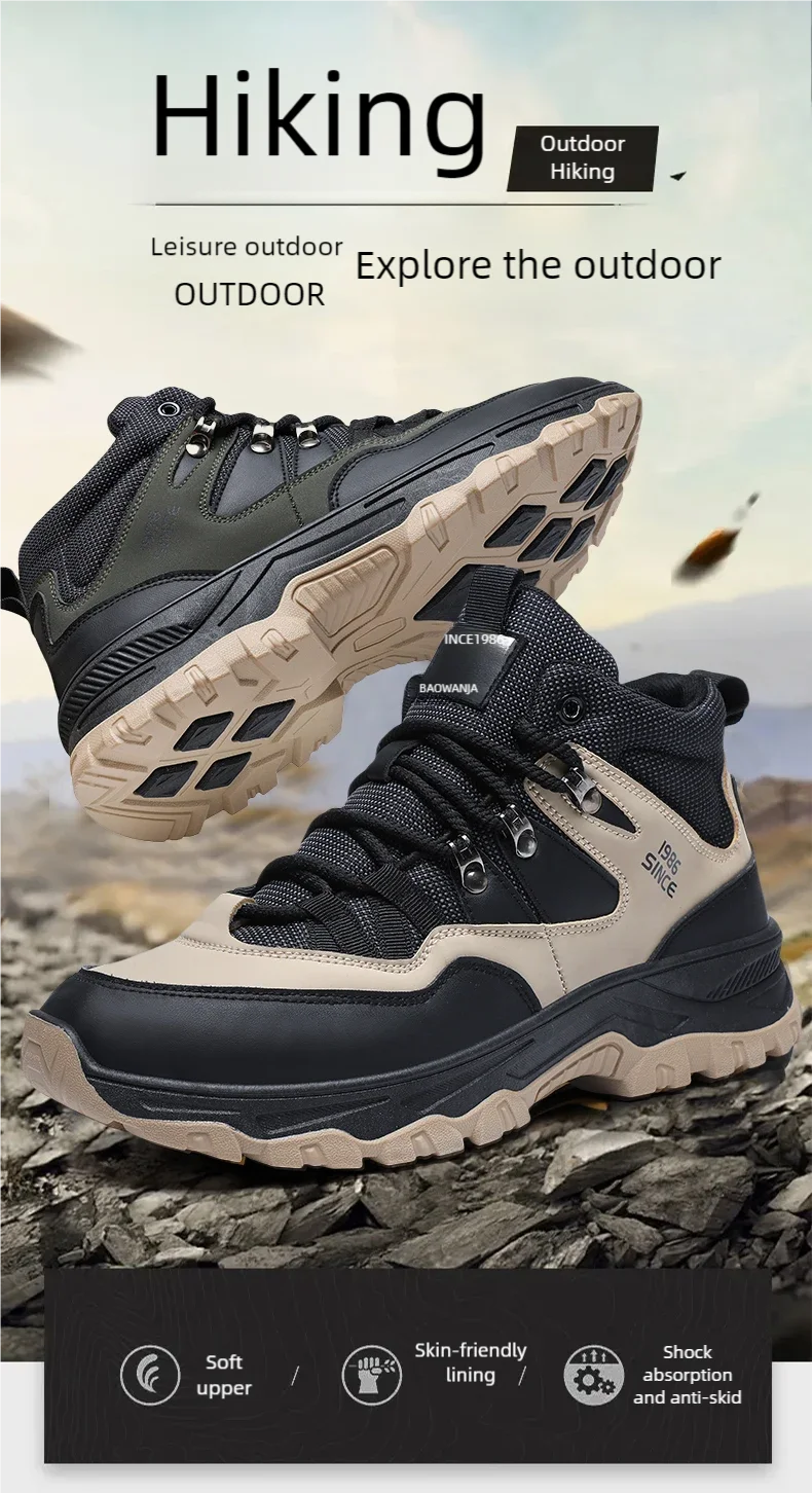 Hiking boots spring autumn new mem's casual sprots boots fashion anti slip soft sole comfort workwear boots youth outdoor boots