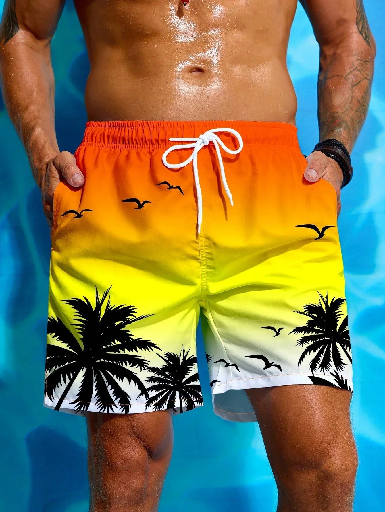 Summer Men's Swim Shorts5XL Swim Trunks Quick Dry Board Shorts Bathing Suit Breathable Drawstring With Pockets for Surfing Beach