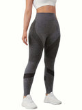 Solid high-waisted abdominal control fitness yoga pants, quick-dry running and yoga pants for hip lifting, women's sportswear
