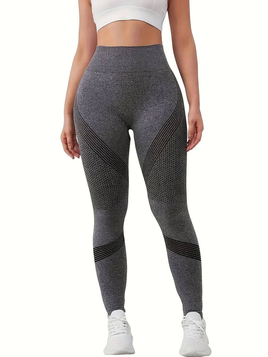 Solid high-waisted abdominal control fitness yoga pants, quick-dry running and yoga pants for hip lifting, women's sportswear
