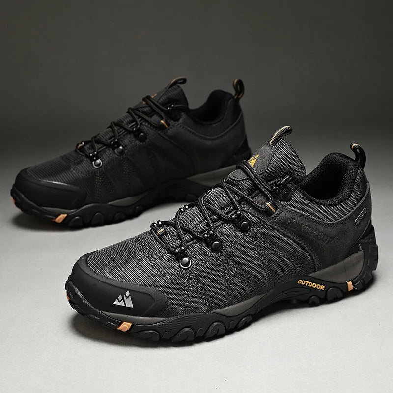HIKEUP Non-slip Men Hiking Shoes Breathable Outdoor Wear Resistant Splashproof Climbing Men Sneaker Tourism Mountain Shoes