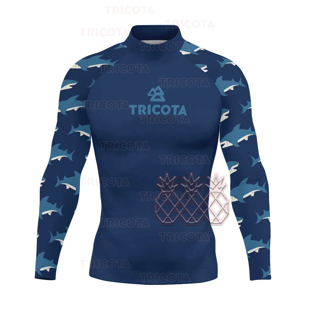 Men's Surfing Wear Swimming Diving T-Shirts Tight Long Sleeve Rash Guard Swimwear UV Protection Clothing Beach Floatsuit Tops