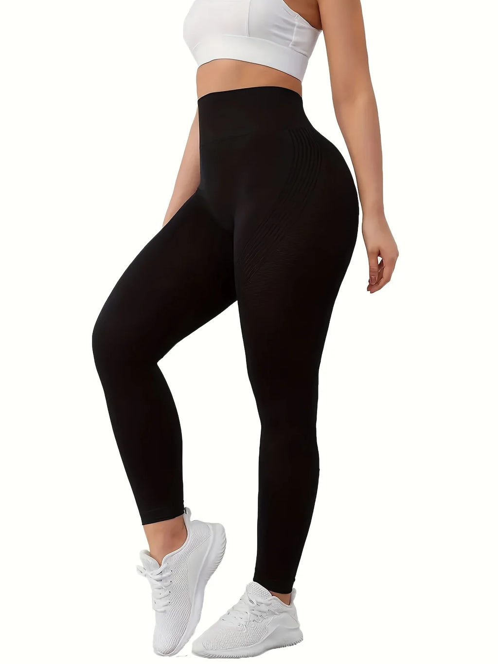 Solid high-waisted abdominal control fitness yoga pants, quick-dry running and yoga pants for hip lifting, women's sportswear