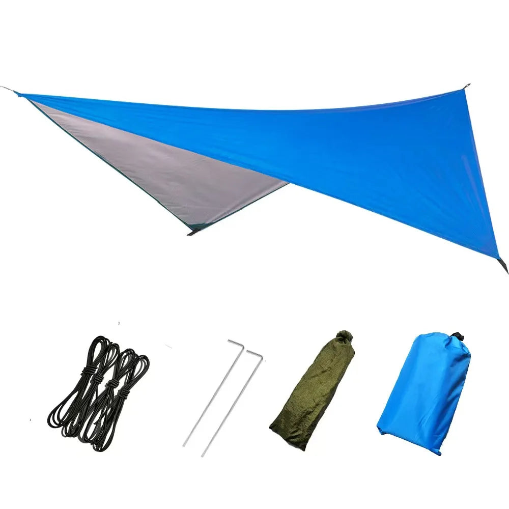 Camping Canopy: A Multifunctional Outdoor Shelter Featuring Four Elastic Guy Lines and Two Ground Anchors （Without support rods）