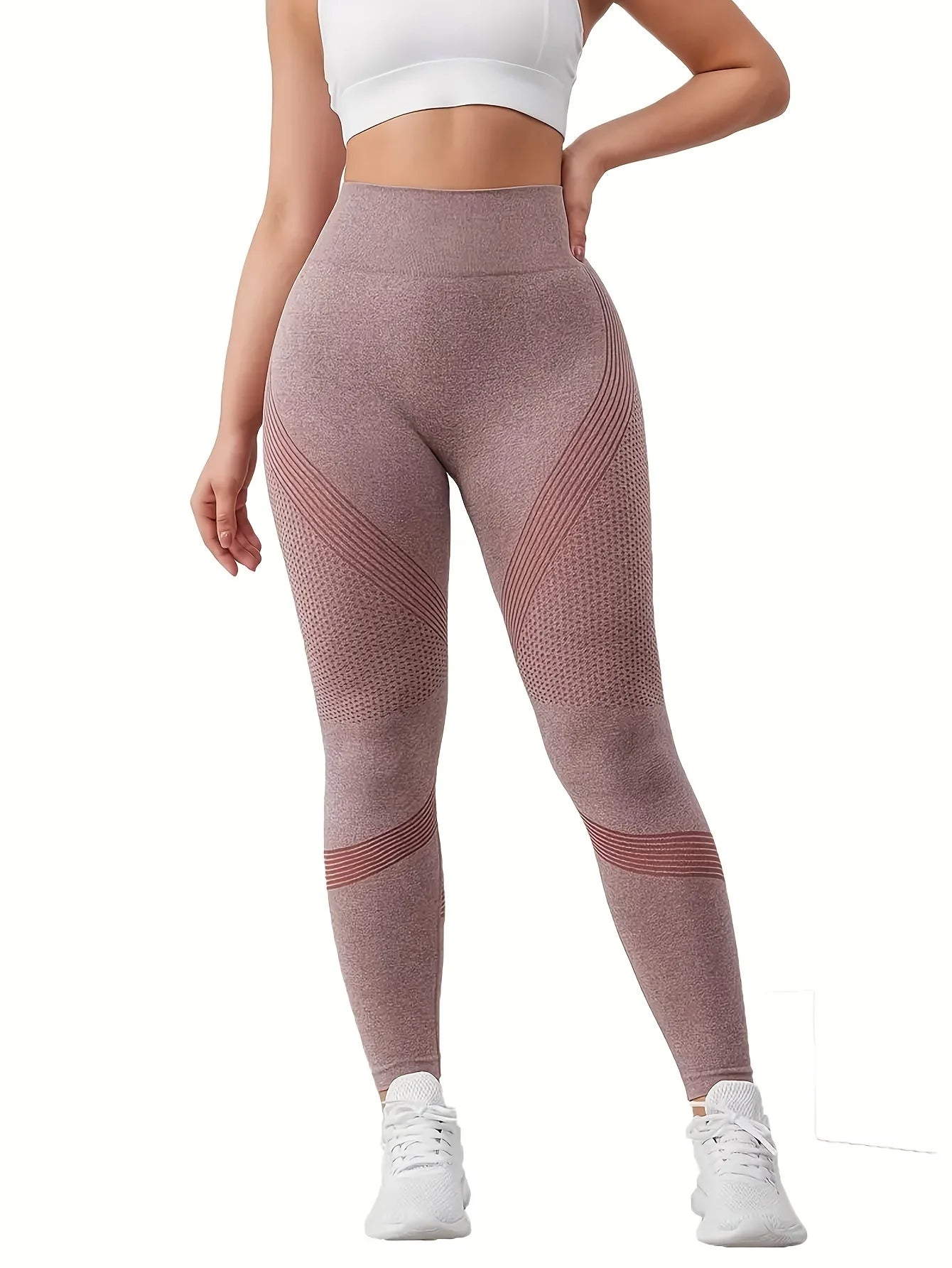 Solid high-waisted abdominal control fitness yoga pants, quick-dry running and yoga pants for hip lifting, women's sportswear