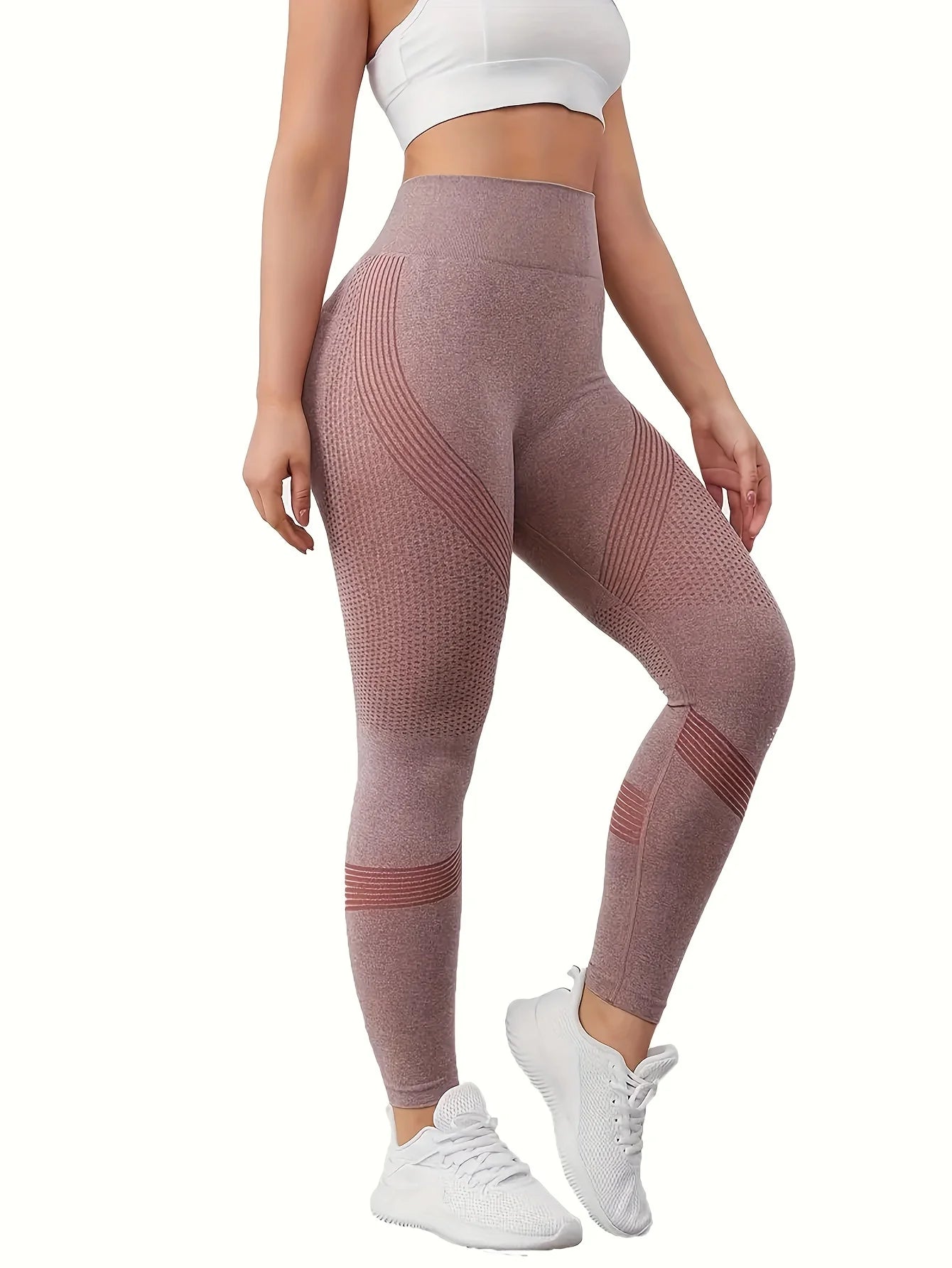 Solid high-waisted abdominal control fitness yoga pants, quick-dry running and yoga pants for hip lifting, women's sportswear