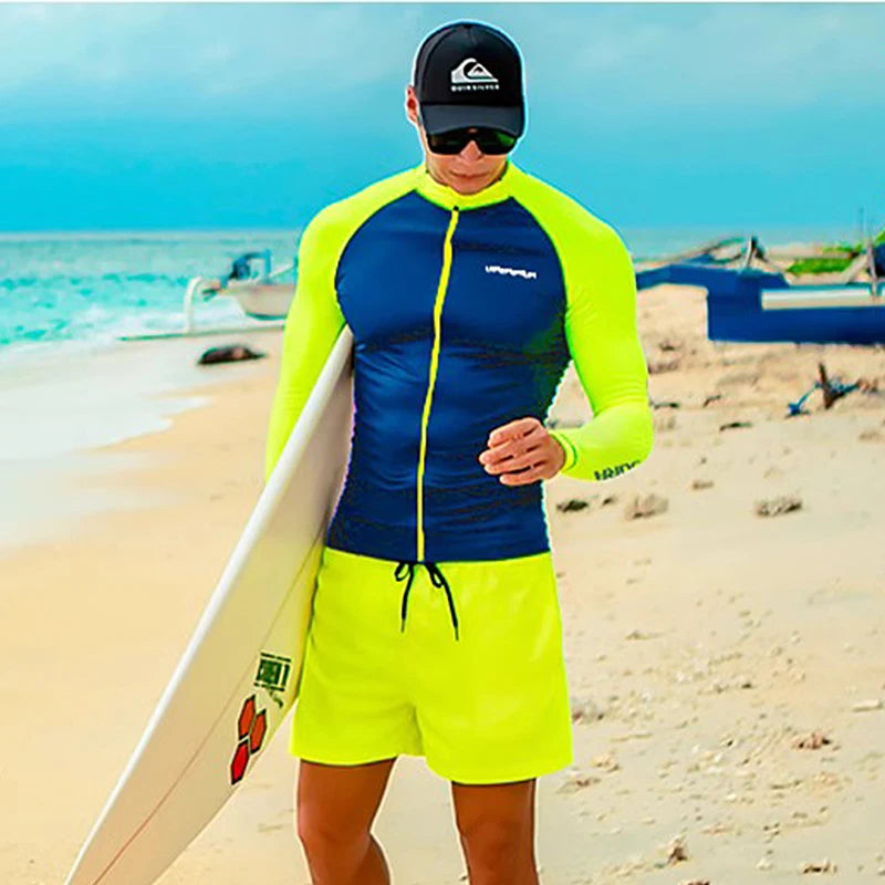 SAILBEE Men's UV Sun Protection Long Sleeve Rash Guard Wetsuit Swimsuit Top Diving Suit Men Split Long-Sleeved Trousers Sunscree