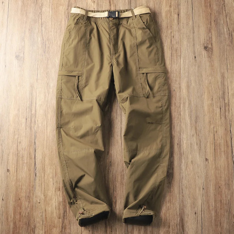 Outdoor Workwear Pants Men's Loose Fleece Lined Thick Soft  Hiking Mountain Climbing Windproof Waterproof Jacket Pants