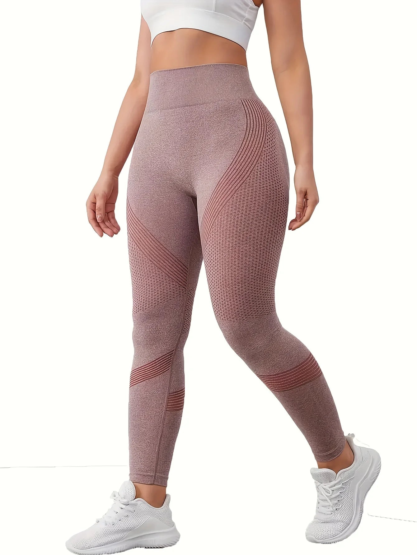 Solid high-waisted abdominal control fitness yoga pants, quick-dry running and yoga pants for hip lifting, women's sportswear