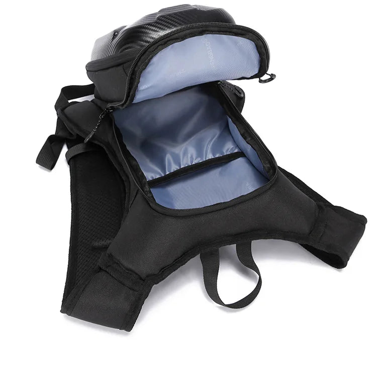 Motorcycle Backpack And Leg Bag Set for Men Hard Shell Multifunctional Riding Gear Outdoor Crossbody Chest Pack