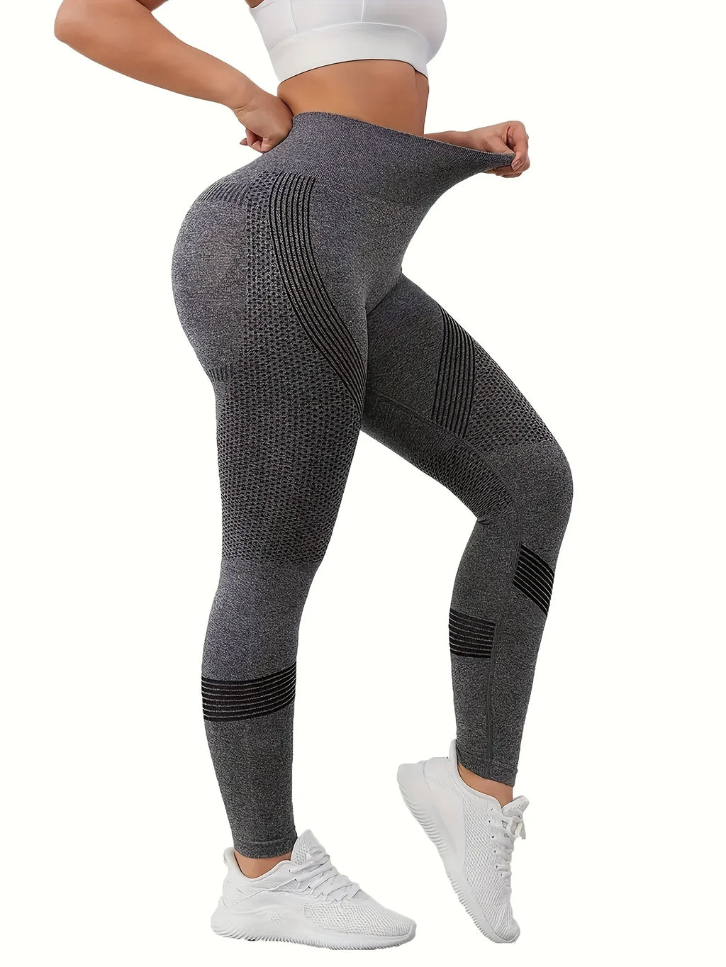 Solid high-waisted abdominal control fitness yoga pants, quick-dry running and yoga pants for hip lifting, women's sportswear