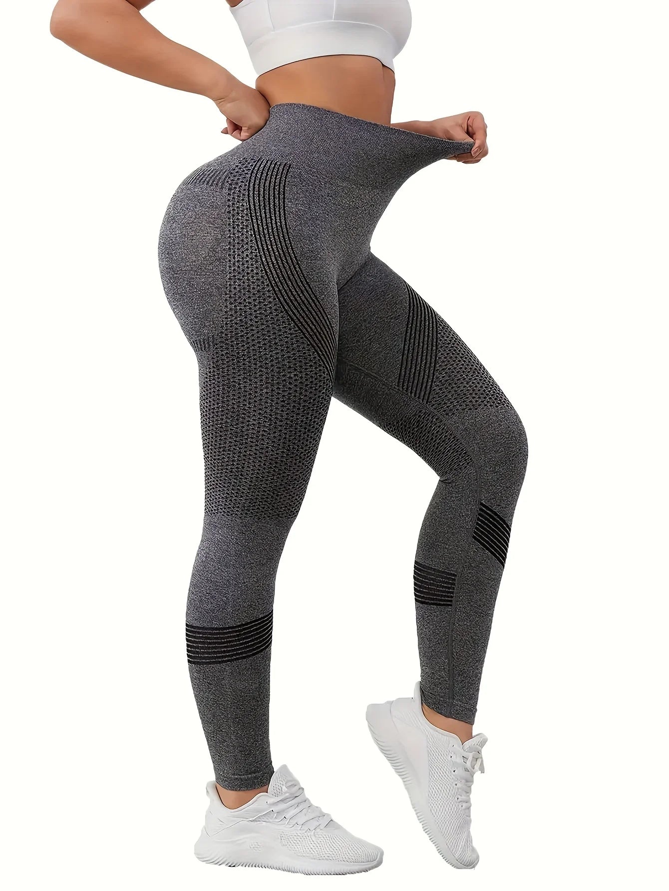 Solid high-waisted abdominal control fitness yoga pants, quick-dry running and yoga pants for hip lifting, women's sportswear