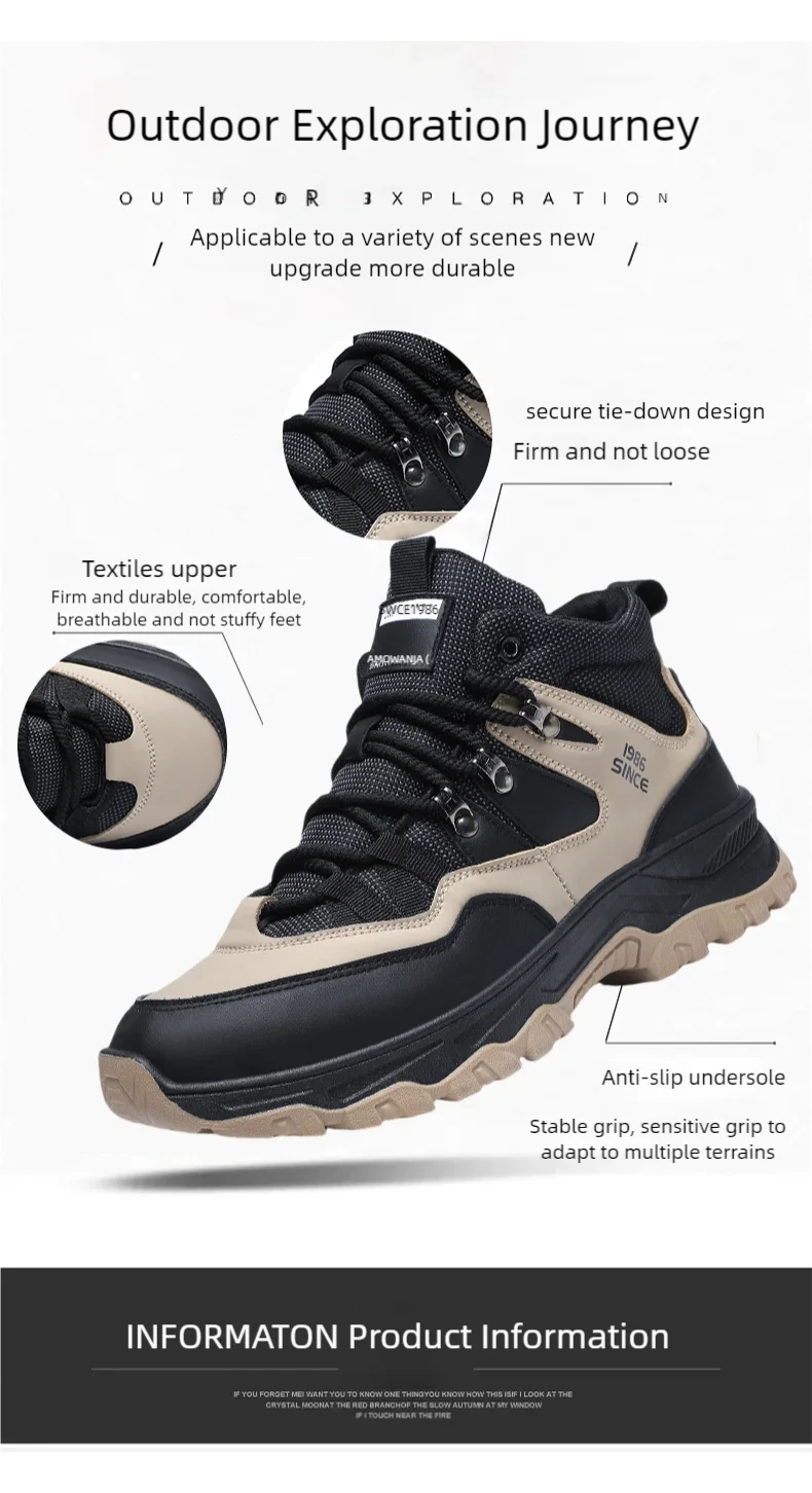 Hiking boots spring autumn new mem's casual sprots boots fashion anti slip soft sole comfort workwear boots youth outdoor boots