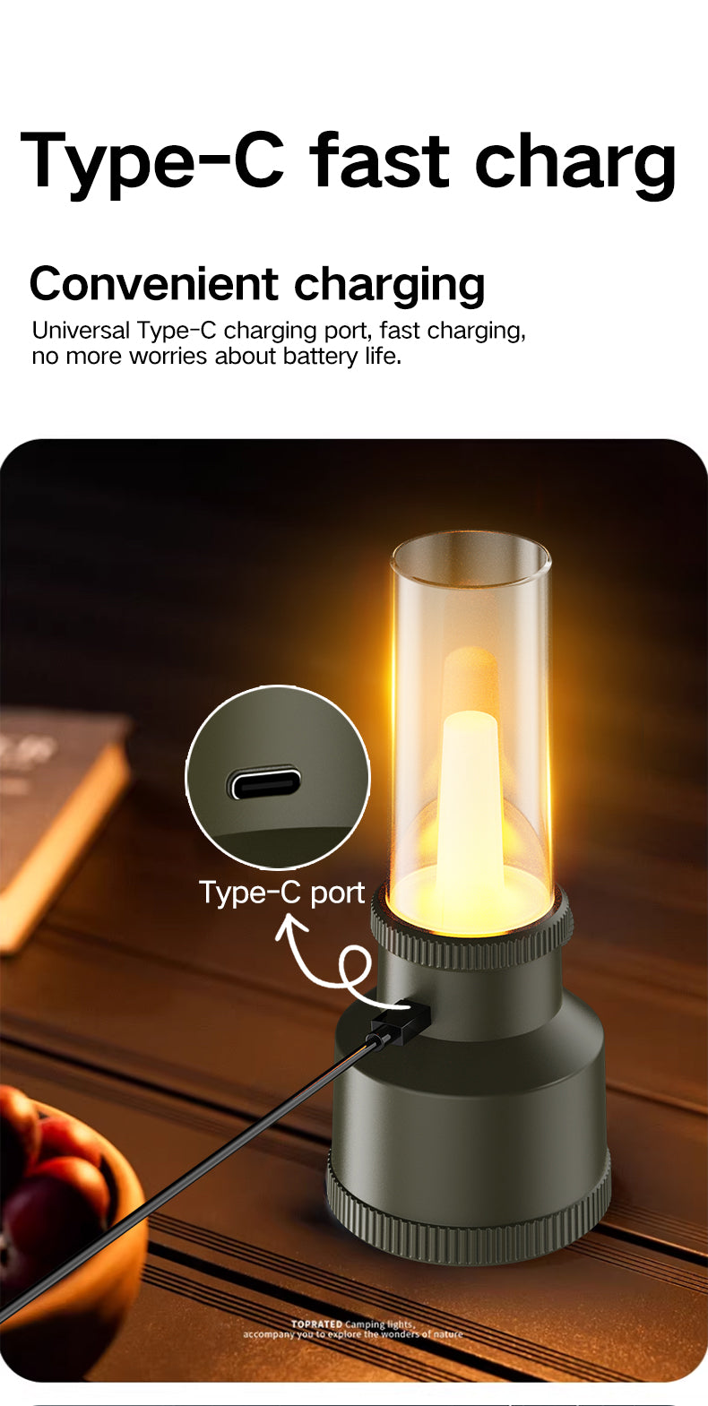 New Camping Atmosphere Lamp with Extra Long Battery Life, Retro Illumination, Lantern, Campground, Home Use, Rechargeable, Outdo