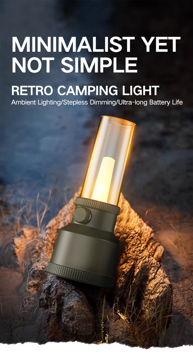 New Camping Atmosphere Lamp with Extra Long Battery Life, Retro Illumination, Lantern, Campground, Home Use, Rechargeable, Outdo