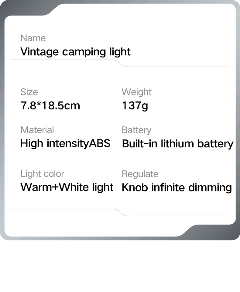 New Camping Atmosphere Lamp with Extra Long Battery Life, Retro Illumination, Lantern, Campground, Home Use, Rechargeable, Outdo
